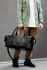 Black leather travel bag DS for men