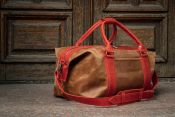 Кожаная мужская сумка для спорт зала табачного цвета