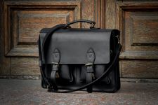 Бронкс портфель чоловічий чорного кольору з натуральної шкіри