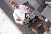 Дорожная сумка саквояж Баффетт из натуральной зеленой кожи